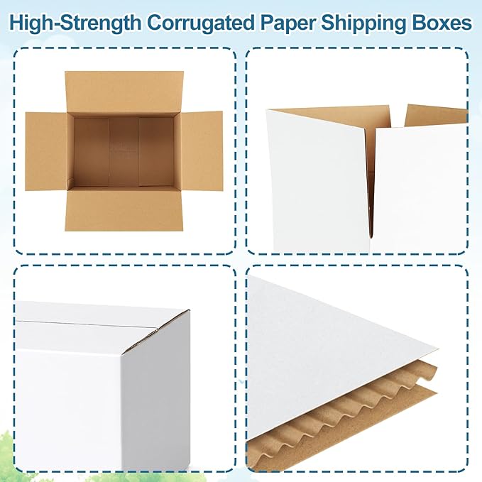 Famagic Small Shipping Boxes 11x6x6 Inch 10 Pack White Box Corrugated Cardboard Boxes for Packaging Small Business, Mailing Boxes for Shipping