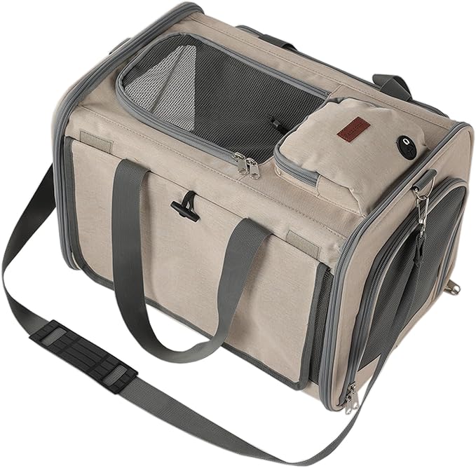 Soft Cats Carrier for Small Dogs Carriers Airline Approved Puppy Travel Bag Softsides Puppy Carry,Soft-Sided,Pets Small Animals Rabbits Bunny Outdoor (Khaki)