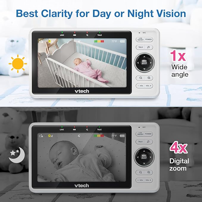 VTech Upgraded Smart WiFi Baby Monitor, 1080p FHD Camera and 5" HD IPS Display, Free App with Motion Video, Sound/Motion Detection and Notifications, Fully Remote Pan-Tilt-Zoom: VM901