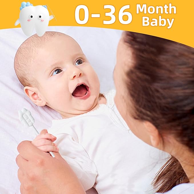 EASICUTI Upgrade Baby Tongue Cleaner, 52PCS Newborn Baby Toothbrush, Baby Oral Cleaner, Disposable Infant Toothbrush Baby Mouth Cleaner, Gum Cleaner Stick Dental Care for 0-36M+ 2 Finger Toothbrush