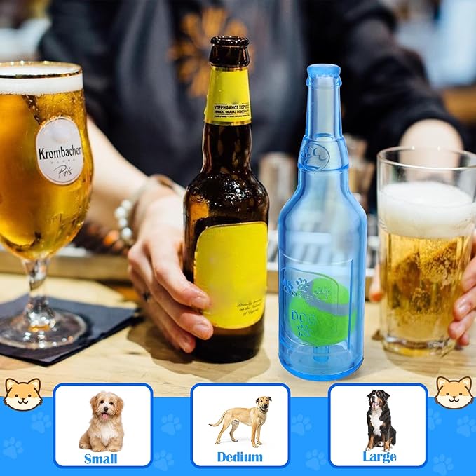 Mity rain Water Bottle Dog Toy - Dog Toys for Aggressive Chewers Cute Squeaky Toys for Large/Medium/Small Dogs Interactive Dog Toys to Keep Them Busy Crunchnplay Bottle Toy (Blue)