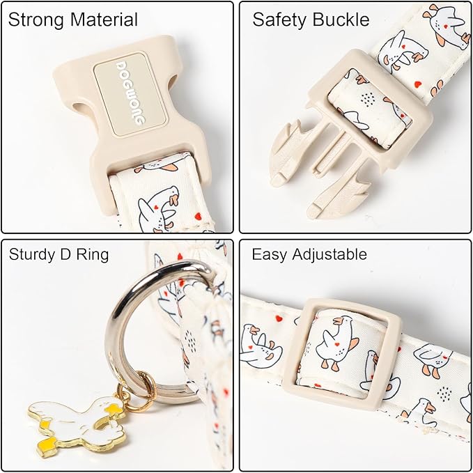 DOGWONG Goose Adjustable Pet Collar Comfortable Spring Summer Puppy Collar Cute Cotton Collars Durable Necklace Gift for Large Dogs,XL