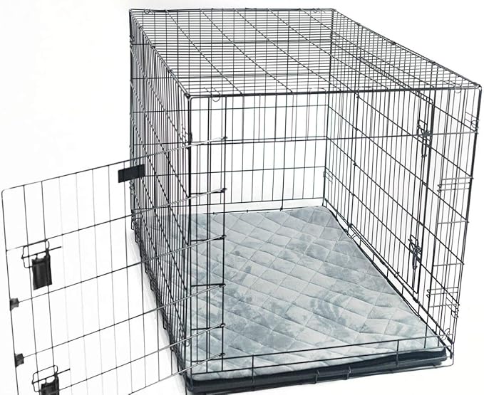 4Knines Extra Large Dog Crate Mat – Waterproof, Non-Slip, Machine Washable Crate Mat – Soft, Durable Kennel Mat for Dogs – Pet Bed for Crates, Travel or Home Use - Extra Large (Grey)