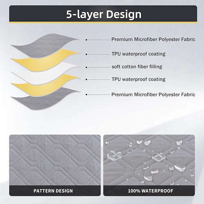 ele ELEOPTION 100% Waterproof 2 Piece Couch Cover Pet Blanket Sectional L Shape Sofa Cushion Cat Dog Bed Cover (Chaise Lounge + 2 Seat Covers) Light Gray
