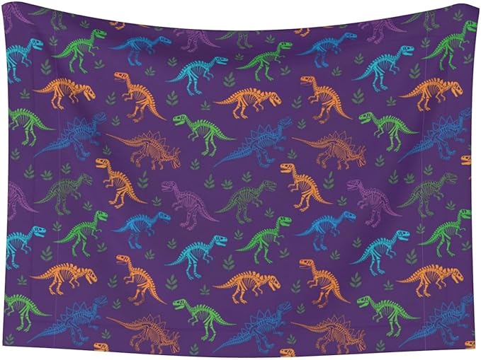Reversible Plush Dot Pet Blanket for Dogs and Cats, Cool Dinosaur Purple, Ultra Soft Two Sided Design with Warm Fuzzy Side and Smooth Side for Comfort