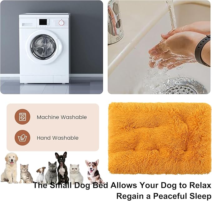 Dog Crate Mat, Dog Bed for Large Dogs, Comfy Fluffy Kennel Pad Anti-Slip for Dog beds & Furniture, Quilted Dog Bed for Pets for Medium/Small Dogs Cats (Color : Yellow, Size : 36x25)