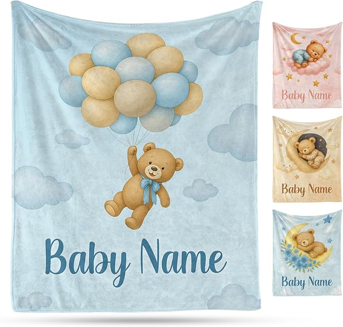 Ship Next Day, Personalized Baby Blanket – Printed in USA, Custom Baby Blanket for Boys & Girls, Baby Blanket with Name, Baby Shower, Easter, Christmas, Birthday Newborn & Toddler Gifts, Baby Gifts