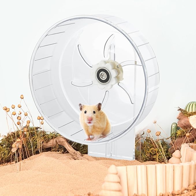 Silent Hamster Exercise Wheel - Hamster Toys Cages Accessories 7.9 Inch Running Spinner with Adjustable Stand Quite Runner for Small Animal Pet Gerbil Dwarf Syrian Hedgehog Rat Mouse Mice