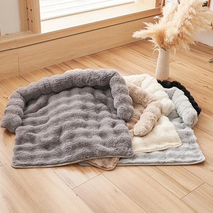 Waterproof Throw Blanket For Dogs & Indoor Cats,Dog Pad Washable Removable Couch Cover,Plush Long Fur Mat with Non Slip Silicone Base,Furniture Protector Gift for New Pet Parents,29.5"x29.5" (light)