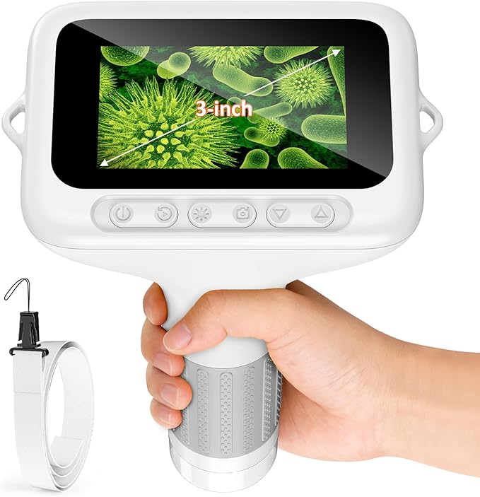 Microscope for Kids, 3'' Digital Handheld Kids Microscope with Adjustable Light, 1000X 1080P Pocket Portable Mini Micro Scope, Stem Toys for Ages 5-7 8-12 Teen Boys and Girls Educational Gifts, White