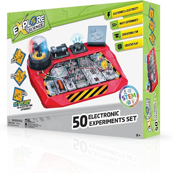 Explore Science 50 Electronic and Circuits Experiment Kit for Kids Ages 8+ Building Electrical Circuits is a Snap- STEM