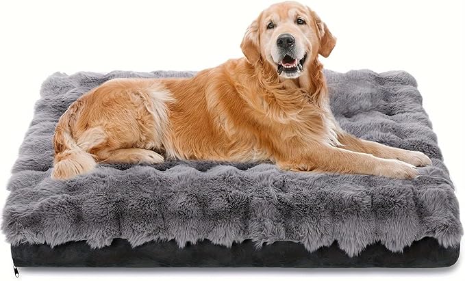 Dog Beds for Extra Large Dogs, Soft Plush Faux Fur Fluffy Dog Mat with Removable Washable Cover & Anti-Slip Bottom, Machine Washable (Medium)