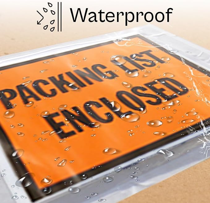 Packing List Enclosed Shipping Envelope 4.5"x5.5" Full Face Pouches Adhesive Bags Case of 1000