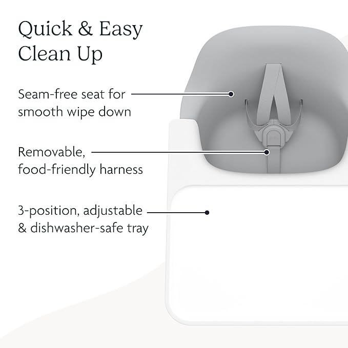 UPPAbaby Ciro High Chair/Sleek, Easy-to-Clean Design/Perfect-Fit Tray to Bring Baby to Table/Patent-Pending Harness/Dual-Position, 180-Degree Rotating Footrest/Chloe (Grey/Rubberwood)