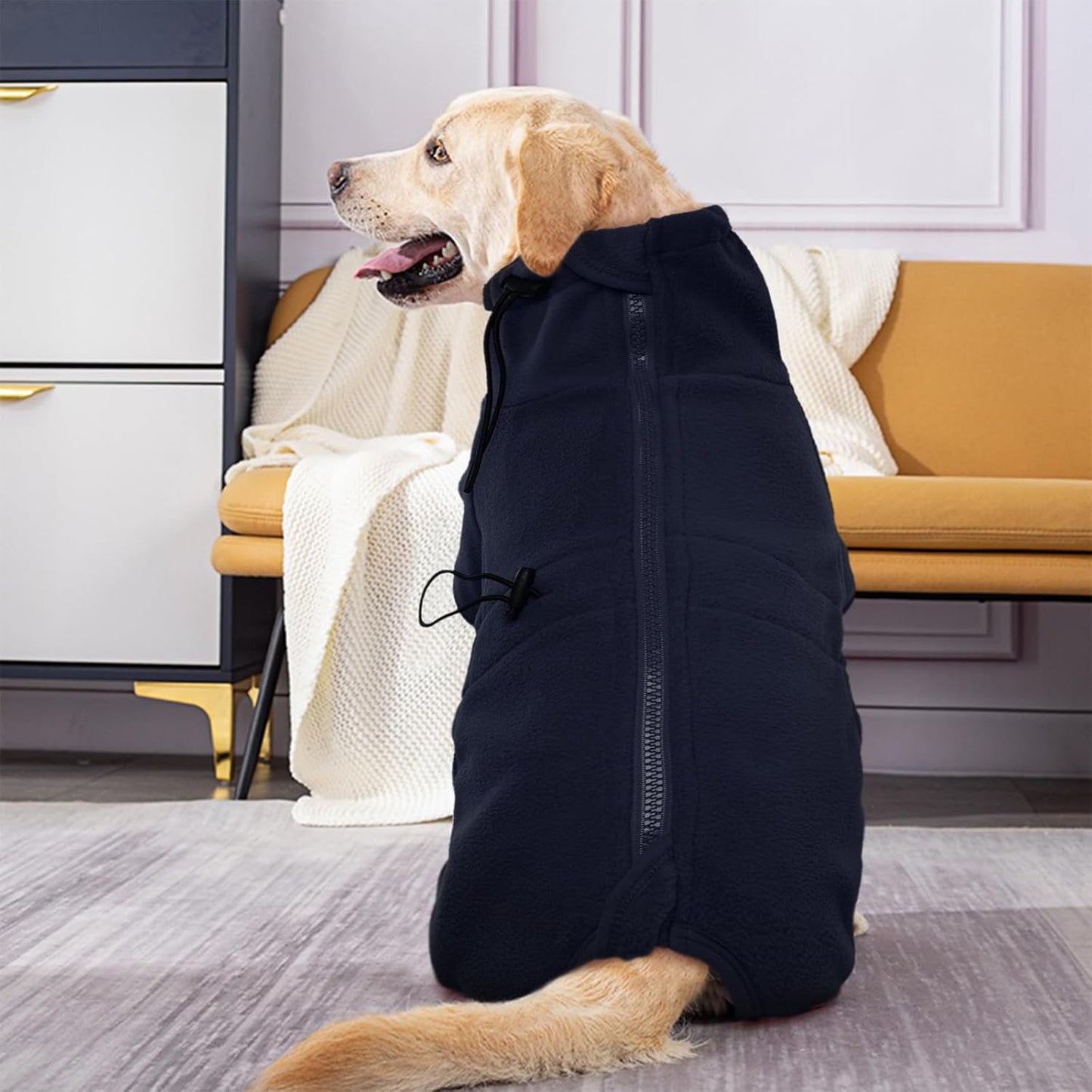 ROZKITCH Dog Coats for Medium Dogs, Pet Windproof Warm Cold Weather Jacket Vest Cozy Jumpsuit Apparel Outfit Clothes for Small Medium Dog Walking Hiking Sleep Blue M