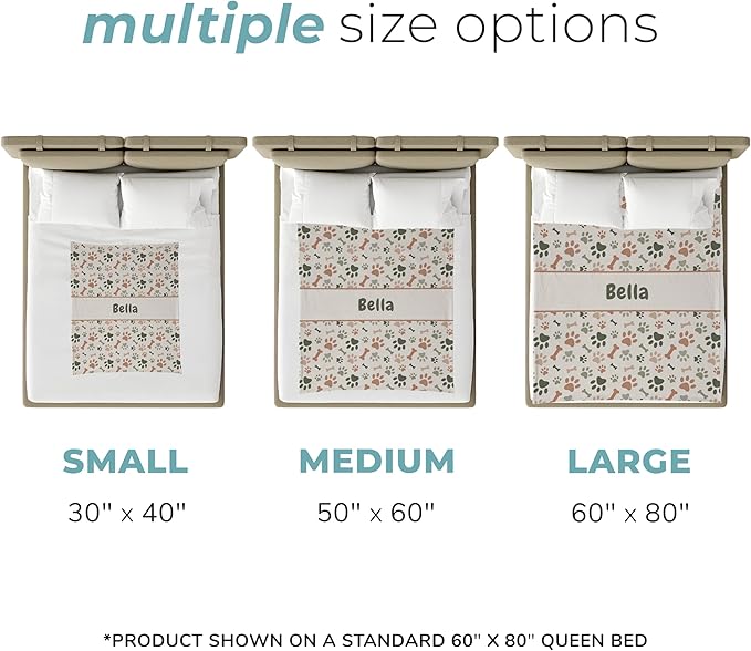 Prints Next Day – Custom 50" x 60" Fleece Pet Lightweight Blanket Personalized with Pet Lightweight's Name - Paw Pattern - Gift for Dog Owners - Printed in America