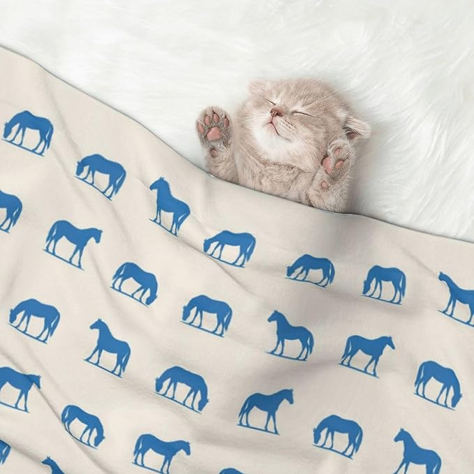 Double Sided Pet Mat for Dog Bed Topper Cat Blanket Furniture Protector, Abstract Horse, Reversible Plush with Tactile Dot Pattern for Style Change