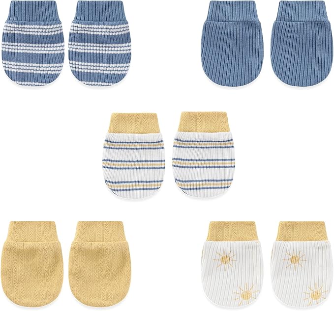 5 Pairs Baby Not Scratch Mittens 0-6 Months New Born Boy Girl Gloves Cute Infant Accessories