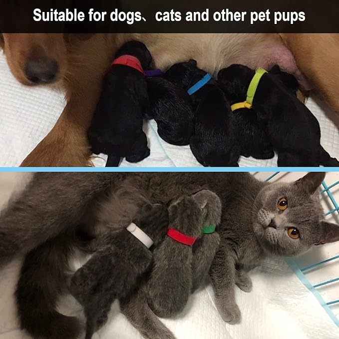 15 Pcs Puppy Whelping Collars Newborn Pet Collars Double-Sided Soft Adjustable ID Bands Puppy Id Collars for Newborn Pet Dog Cat 15 Colors