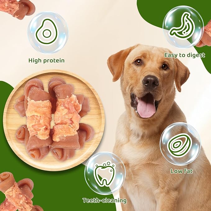 Chicken Wrapped Dog Treats with Cranberry & Peanut Butter – Natural Chewy Bone Long Lasting Snacks for Medium to Large Dogs 4.5" 454g/1lb