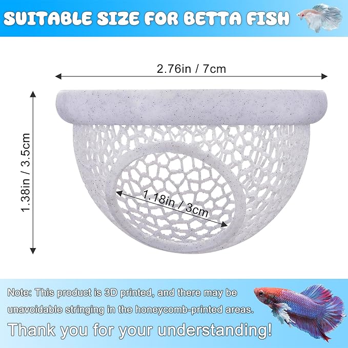 Floating Betta Hide & Shrimp Cave – 3D Printed Aquarium Hammock with Marble Texture, Feeder Ring & Rest Spot for Betta Fish, Nano Tanks, Corydoras, Shrimp – Safe PLA