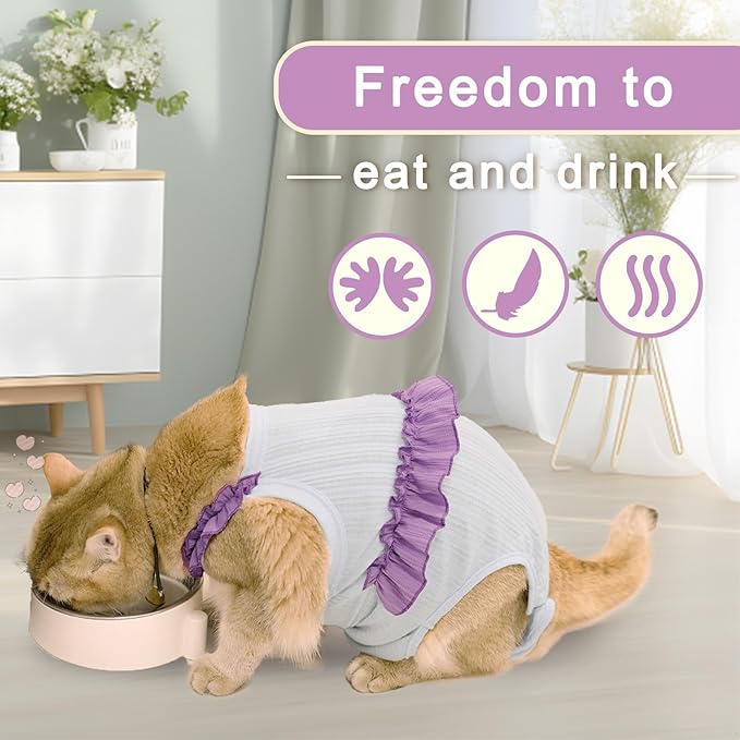 Cat Recovery Suit,Kitten Onesie After Surgery,E-Collar Alternative for Abdominal Wound and Skin Diseases,Soft Breathable Bodysuit After Spay（Orange-l）