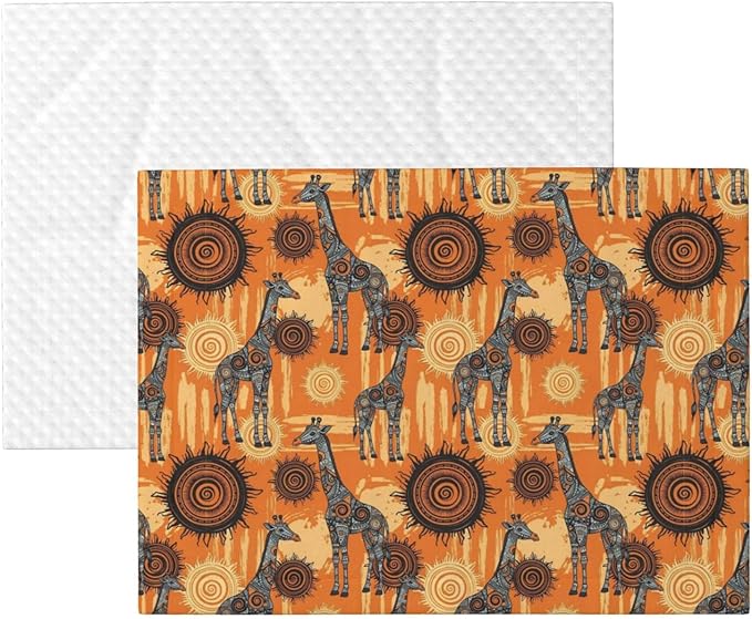 Reversible Plush Throw for Dogs and Cats, Abstract African Giraffe, Double Sided Blanket with Nubby Dot Side and Sleek Side Ideal for Cuddling Nesting Security