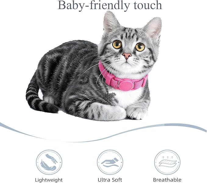 Breakaway Cat Collar with Bell, Safety Buckle Kitten Collar, Elastic Strech Quick Release, Adjustable Lightweight Collars for Girl Boy Cats, Pet Supplies, Accessories, Gifts Rose Red