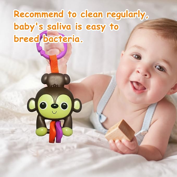 Baby Toys, Cartoon Animal Hanging Rattle Toys, Handbells Baby Rattles, Baby Bed Crib Car Seat Travel Stroller Toys for Infant, Best Birthday Gift for Newborn, 4 Pack