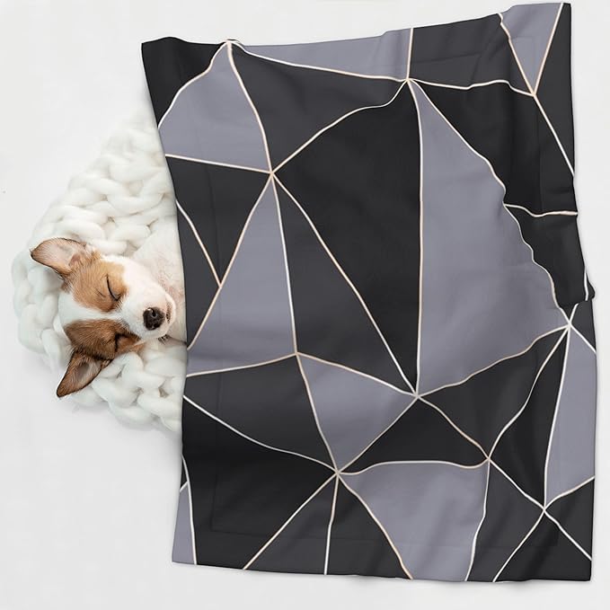 Black Grey Blanket for Pet - Striped Throw Blanket 40x30 Couch Blankets for Puppy Dogs Cats