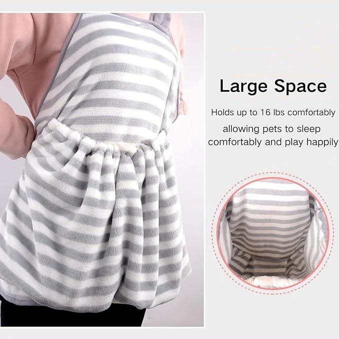 Ferret Sling Carrier Fleece Bag Soft Breathable Hands Free Shoulder Front Chest Apron Bonding Pouch Accompany Carrier for Rat Bird Hamster Rabbit Guinea Pig Rabbit (S)