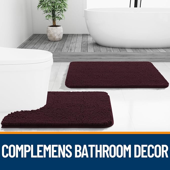 OLANLY Bathroom Rugs 36x24, Extra Soft Absorbent Chenille Bath Rugs, Rubber