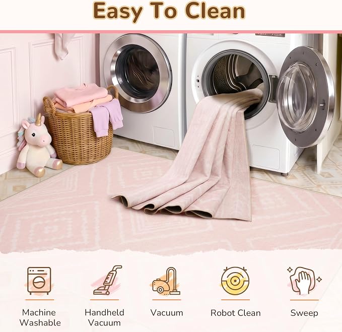 BESTSWEETIE Area Rug 8x10 Rug Machine Washable Non-Slip Low Pile Print Pattern