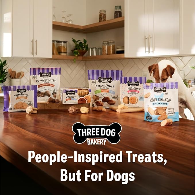 Three Bakery Howl-O-Ween Lick'n Crunch! Sandwich - Carob & Pumpkin Spice Flavored Treats, Puppy for Halloween, Training Treats, Holiday