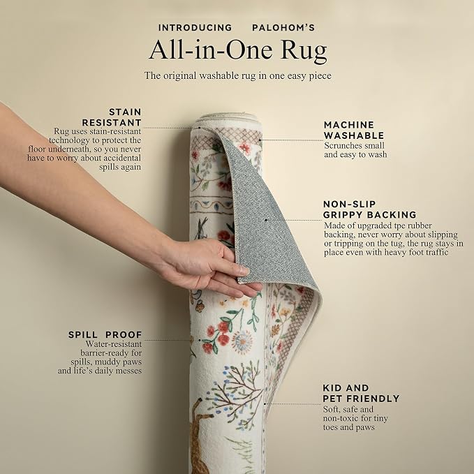 6x9 Area Rugs for Living Room: Washable Bedroom Rug Stain Resistant Non Slip