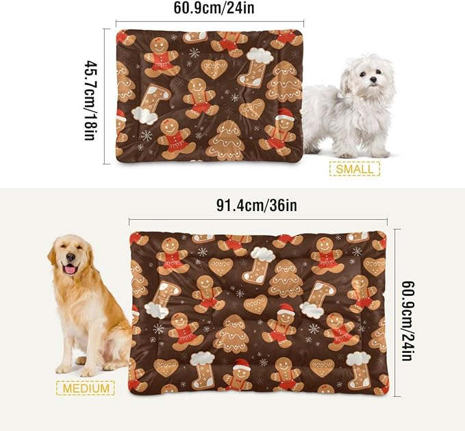 Christmas Gingerbread Cookies Pet Bed Cute Dog Bed Mat Absorbing Non Slip Pad Pet Sleeping Mat for Small, Medium, and Large Dogs Puppy Cat 24 in x 18 in