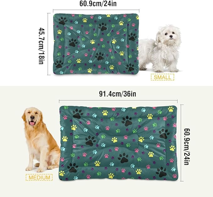Pet Bed Dog Paw Colorful Dog Bed Mat Absorbing Non Slip Pad Pet Sleeping Mat for Small, Medium, and Large Dogs Puppy Cat 36 in x 24 in