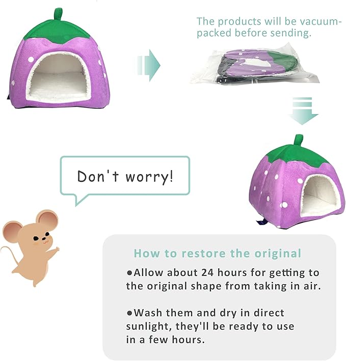 Guinea Pig Hideout Bed Dwarf Rabbit House Cave Accessories Cozy Hide-Out for Little Bunny Hedgehog Ferret Chinchilla&Other Small Animals