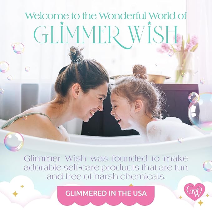Glimmer Wish Mermaid Kids Body Wash, Gentle Cleanser and Moisturizing Sulfate Free Body Wash, Skin Care for Kids, Tropical Beach Scent, 12 Fl Oz