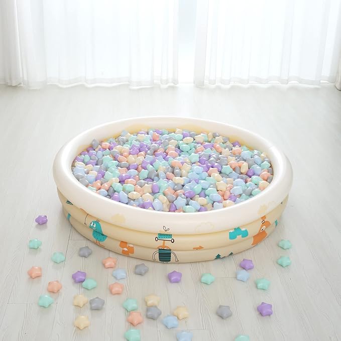 GOGOSO 100 Ball Pit Balls Star Bals - Pink Soft Plasticballs Phthalate Free BPA Free Playballs for Ballpool Birhtday Party Girls Kids with Storage Bag, 2.15inches