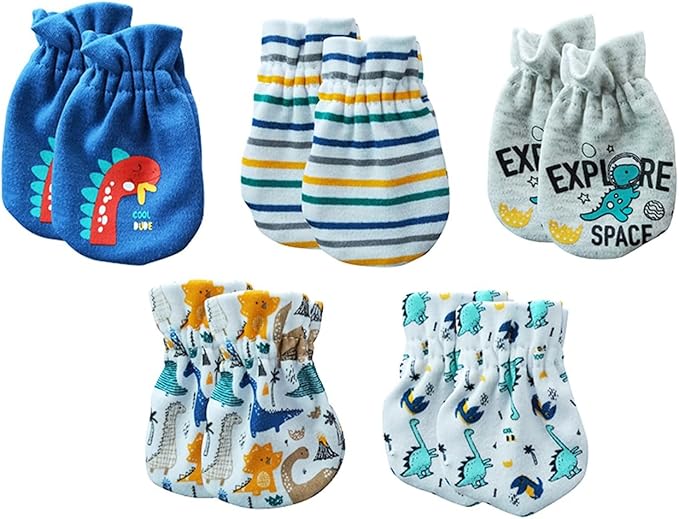 5 Pairs Baby Not Scratch Mittens 0-6 Months New Born Boy Girl Gloves Cute Infant Accessories