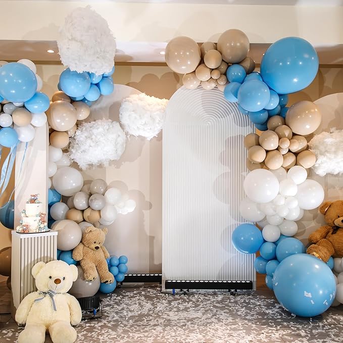 RUBFAC 129pcs Light Blue Balloons Different Sizes 18 12 10 5 Inch for Garland Arch, Sky Blue Balloons for Birthday Gender Reveal Baby Shower Party Decoration