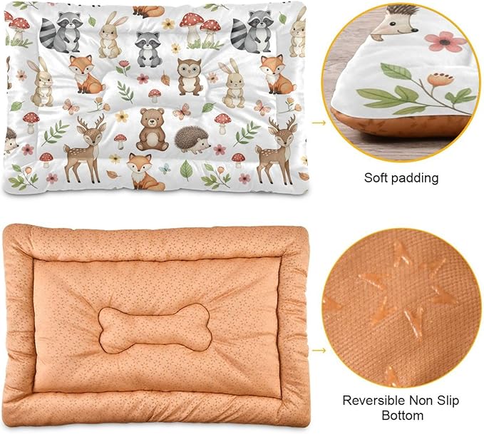 Emelivor Cute Animals Dog Cat Bed Washable Crate Pet Bed Anti-Slip Comfortable Puppy Kennel Bed for Large Medium Small Dogs Cat, 24x18in