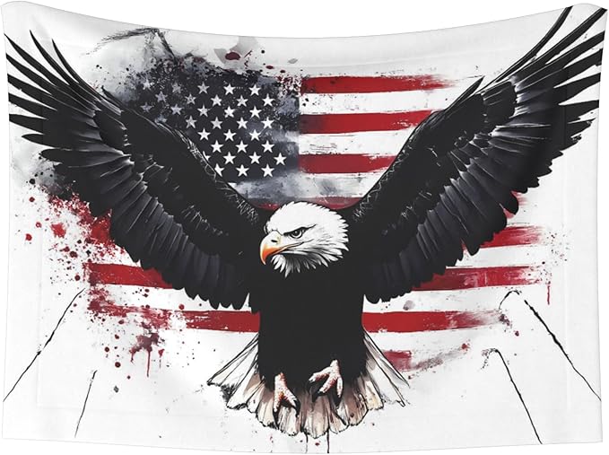 Waterproof Dog Blanket Soft Pet Blanket for Puppy Cat, Fleece Cat Throw Blankets for Furniture Bed Couch Sofa Reversible - American Flag Eagle Art