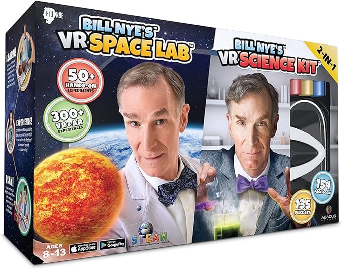 Bill Nye's VR Science Kit and VR Space Lab - Virtual Reality Kids Science Kit, Book and Interactive STEM Learning Activity Set (2 in 1 Combo Pack) - for Ages 8 and Up [Packing May Vary]