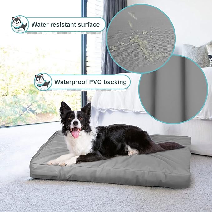 Explore Land Waterproof Dog Bed Cover Canvas Washable Dog Crate Pad Replacement Cover for 36 Inch Crate, 34Lx22Wx3.5H inch, Gray