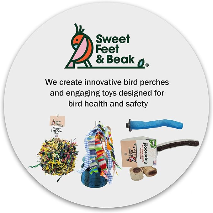Sweet Feet & Beak Safety Pumice Bird Perch, Large 1-1/2" X 12", Purple - Lightweight Grinding Bird Perches for Cage - Bird Nail Trimming Perch for Healthy Beak & Feet - Multi-Size & Color Parrot Stand