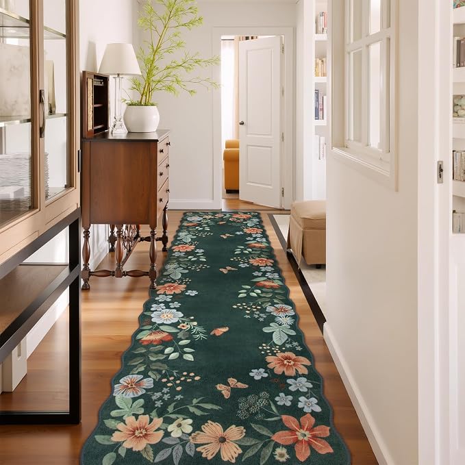 Lahome Floral Hallway Runner Rug Non Slip, Kitchen Runners Carpet