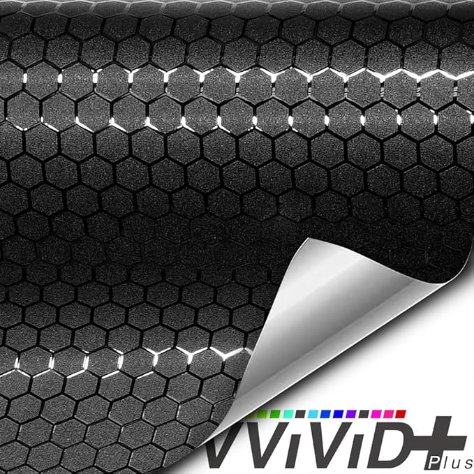 VViViD+ Honeycomb Matte Black Medium Pattern Car Wrap Vinyl (25ft x 5ft)