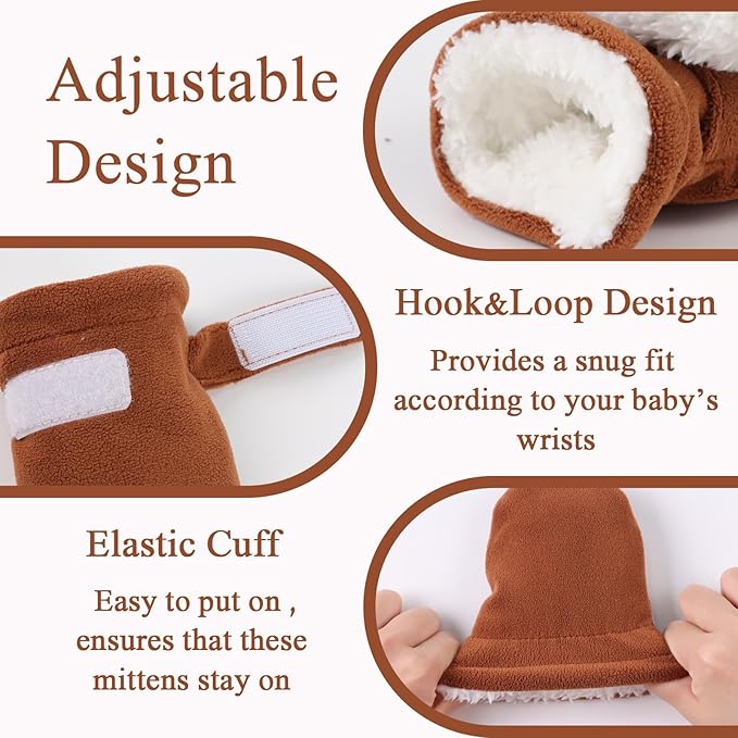 Zsedrut No Scratch Baby Mittens Toddler Infant Fleece Lined Gloves Winter Warm Mitten for Baby Boys Girls